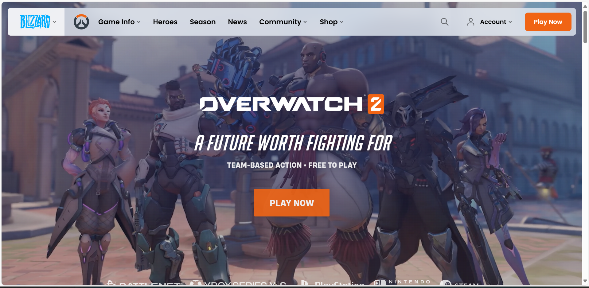 Screenshot of OverWatchs site